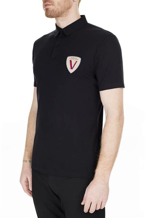 Versace Collection V800753S VJ00180 V1008 Polo Shirt Black